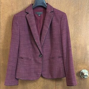 Ann Taylor Maroon Burgundy Glen Plaid Blazer Jacket Size 6